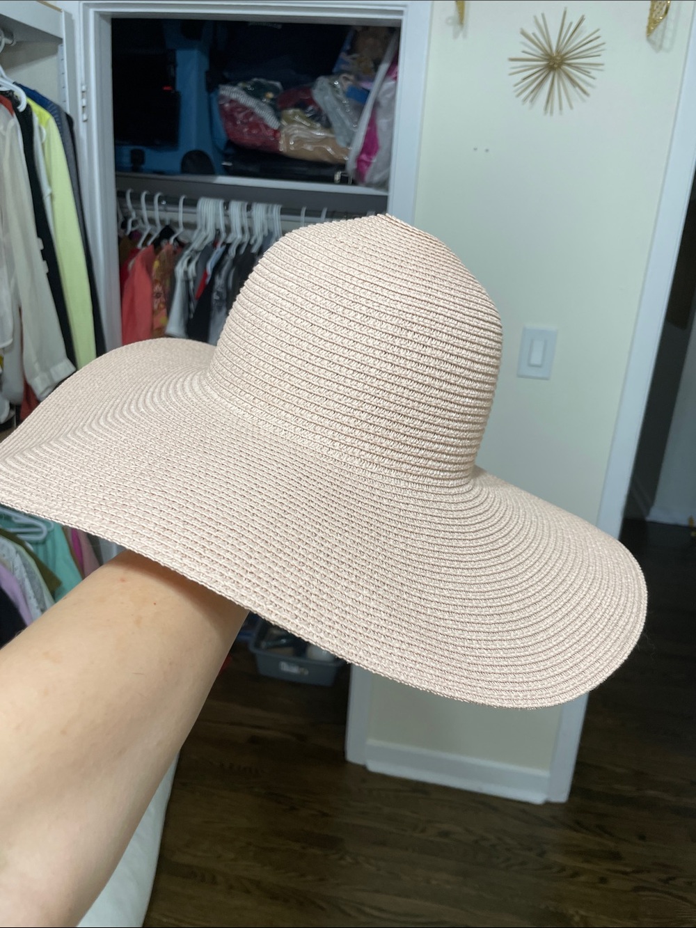 Classic Wide-Brim Straw Sun Hat - Blush